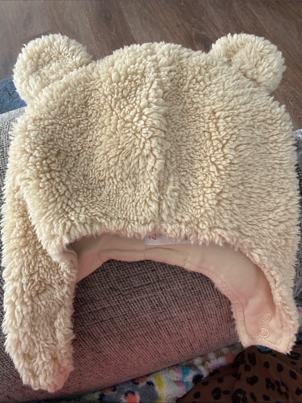 Zutano Cream Teddy Ear Baby Hat